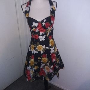 Sugar vintage halter dress flower print size 13